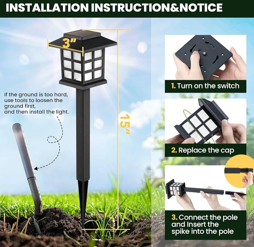 Set of 8 Solar Outdoor Pathway Lights - photo 3