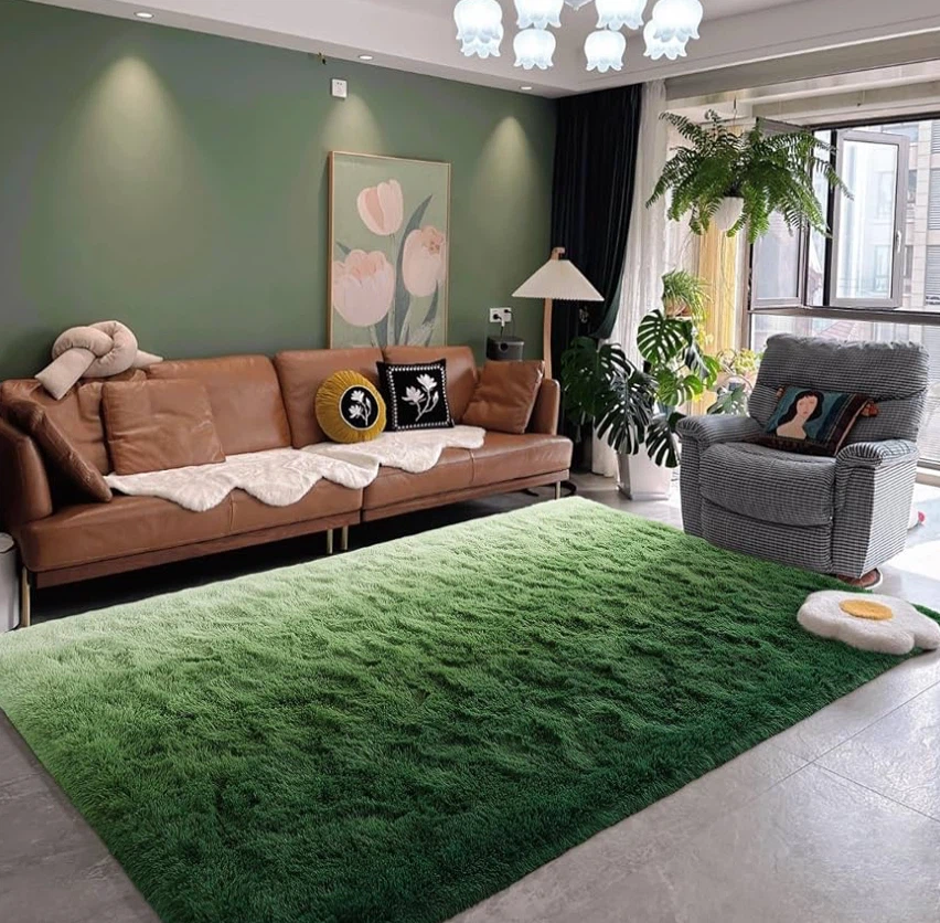 5x8 Luxy Non-Slip Washable Colorful Fuzzy Carpet
