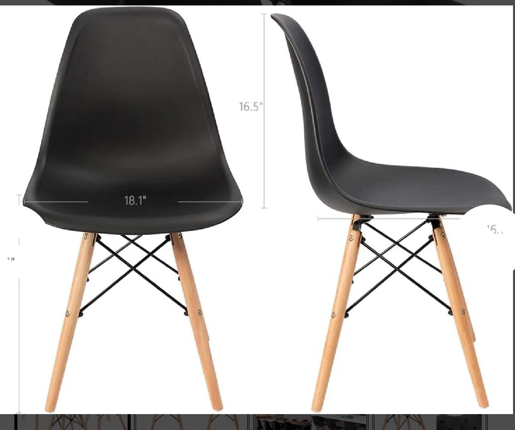 Set of 4 Black Mid-Century Modern Dining Chairs - photo 2
