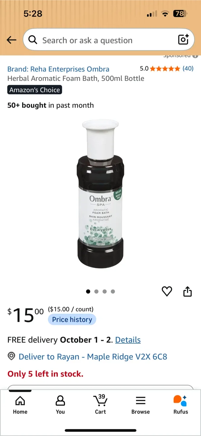 Ombra Spa Eucalyptus Herbal Aromatic Foam Bath
