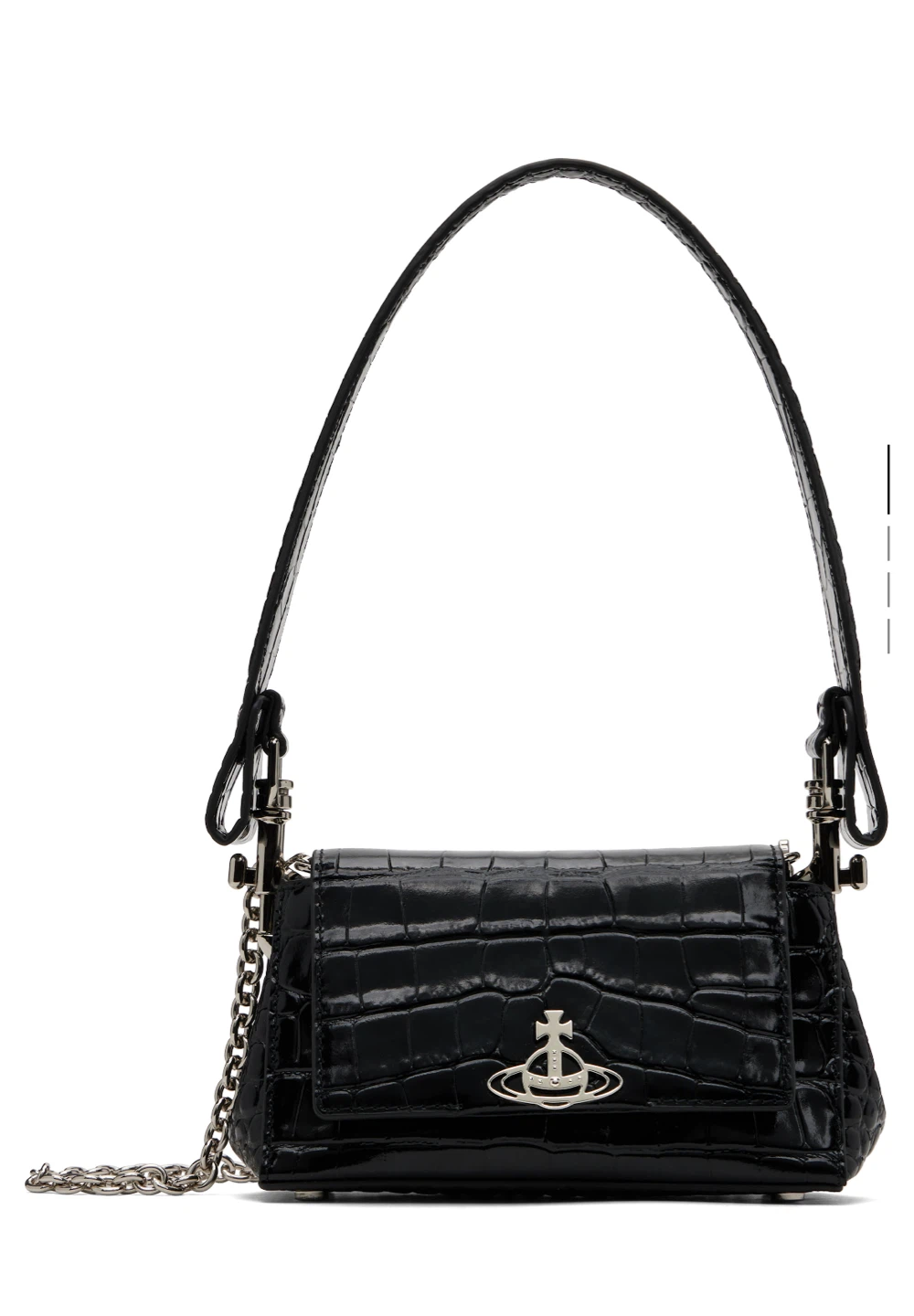 Vivienne Westwood Black Croc Embossed Handbag