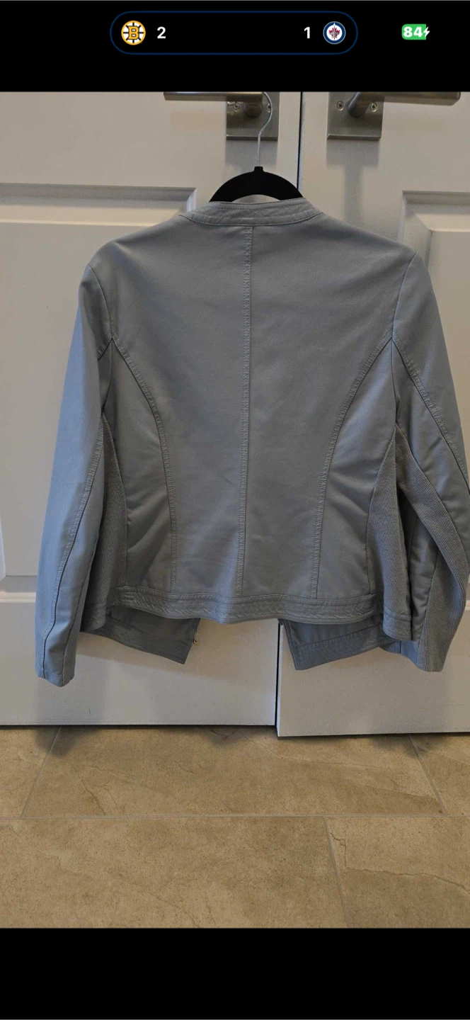 Cleo Petites Grey Faux Leather Jacket-Size Medium - photo 4