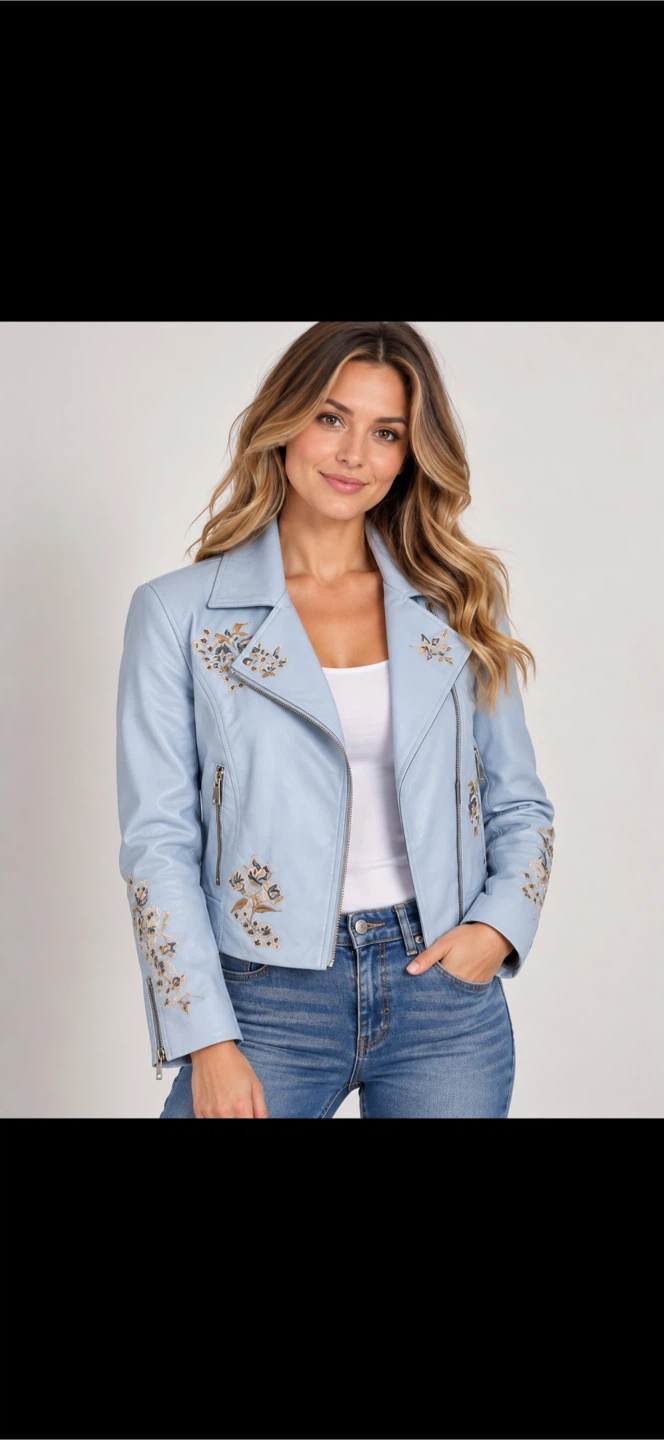 NWT Cleo Petite Embroidered Faux Leather Jacket