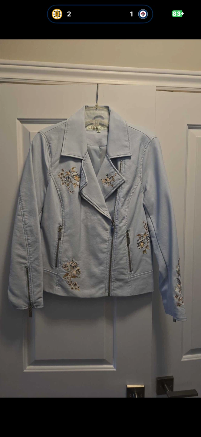 NWT Cleo Petite Embroidered Faux Leather Jacket - photo 4