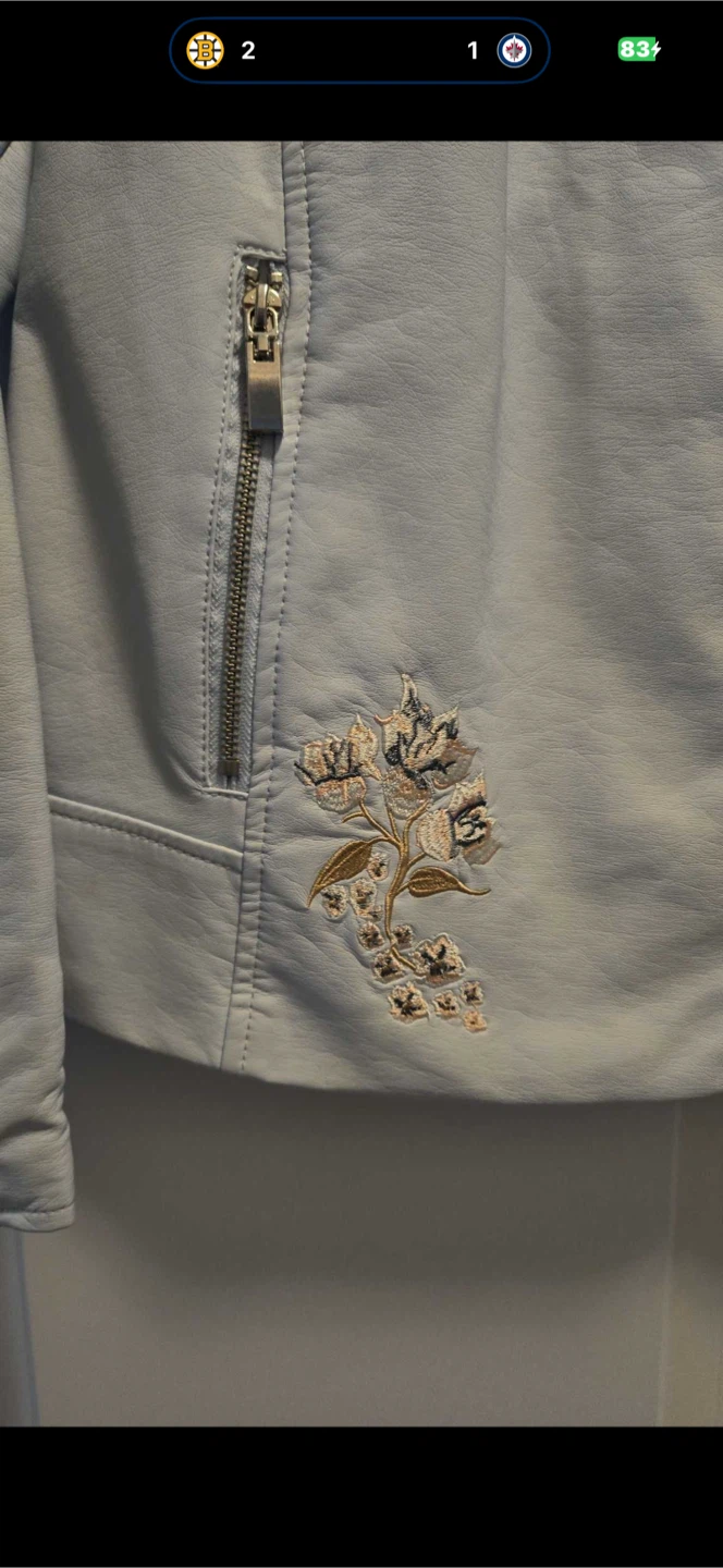NWT Cleo Petite Embroidered Faux Leather Jacket - photo 5