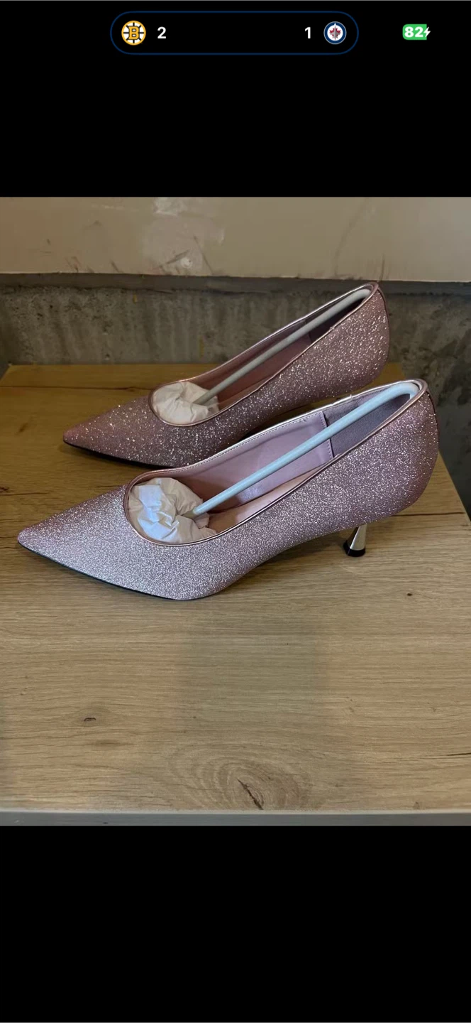 Newbella Pink Glitterg pointed toe High Heels 9.5 - photo 5