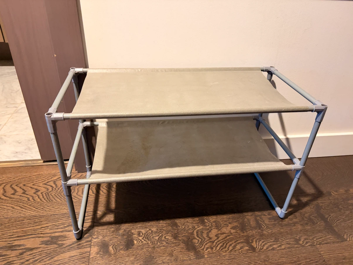 Two-Tier Grey Shoe Rack