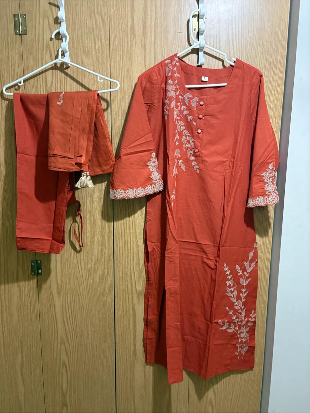 Rust Orange Embroidered Kurta Set - photo 5