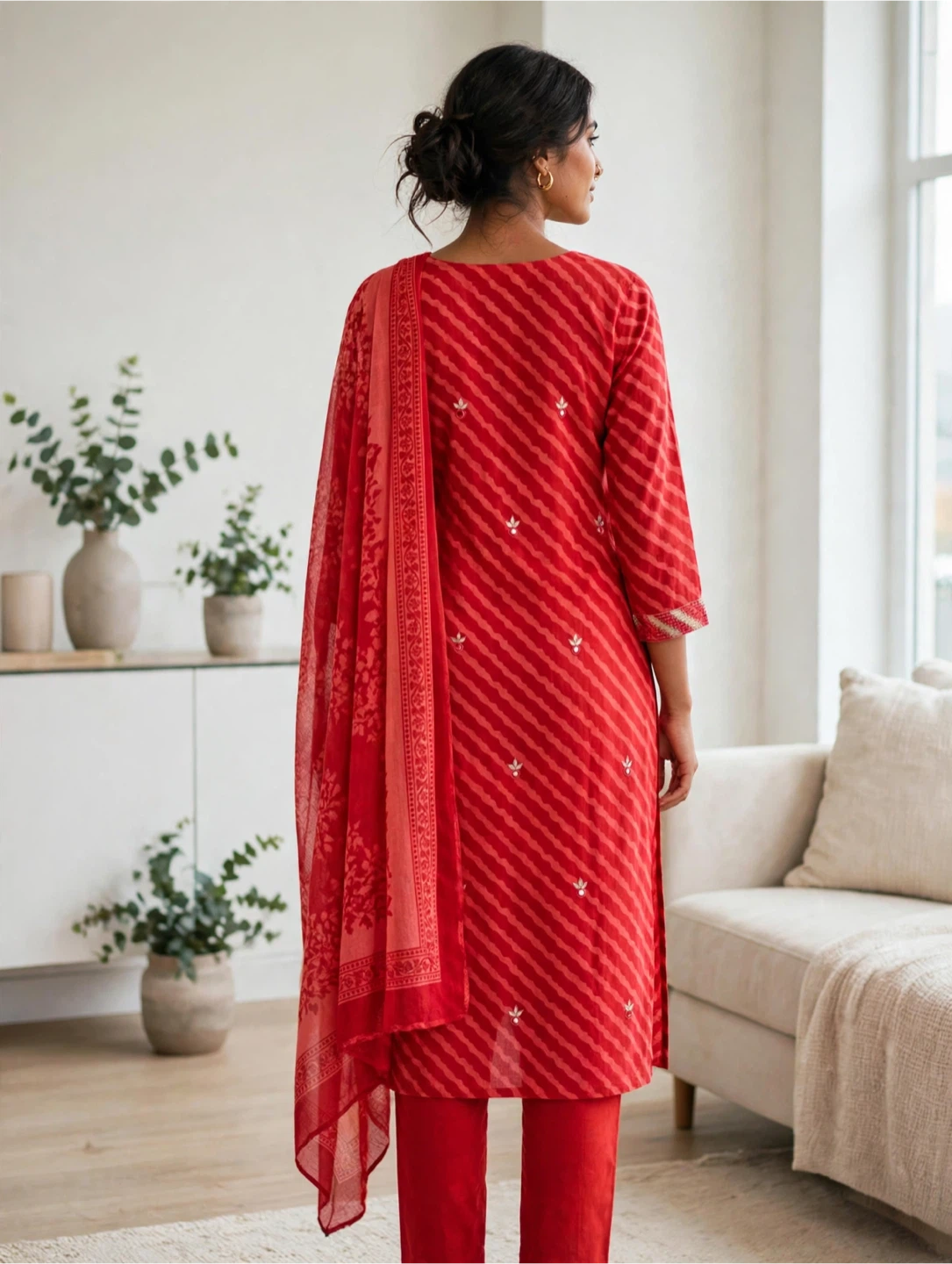 Red Kurta Set with Dupatta - photo 2