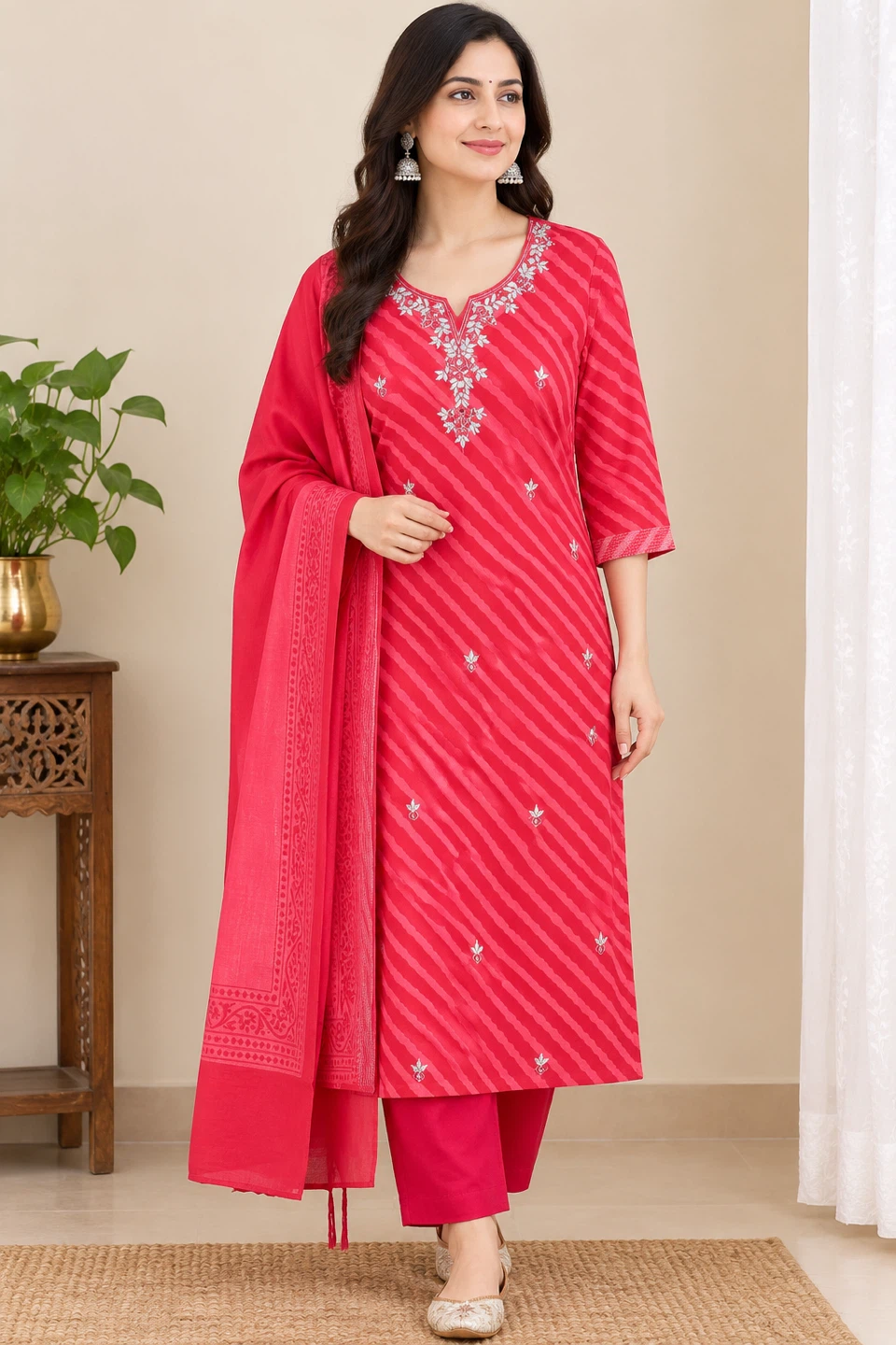 Red Kurta Set with Dupatta - photo 4