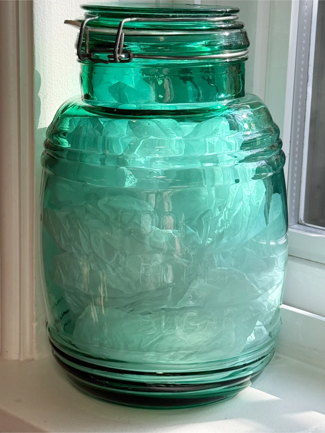 Vintage Green Glass Cracker Barrel Jar - 2 Qt - photo 3