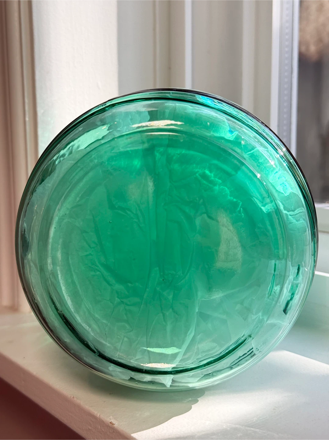 Vintage Green Glass Cracker Barrel Jar - 2 Qt - photo 4