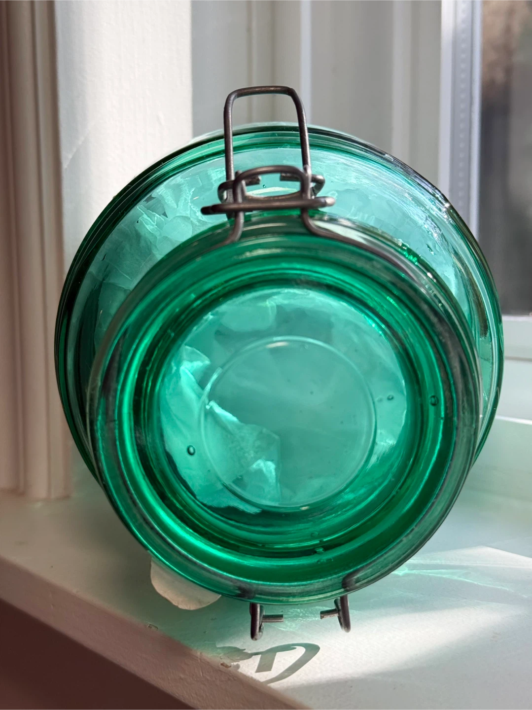 Vintage Green Glass Cracker Barrel Jar - 2 Qt - photo 5