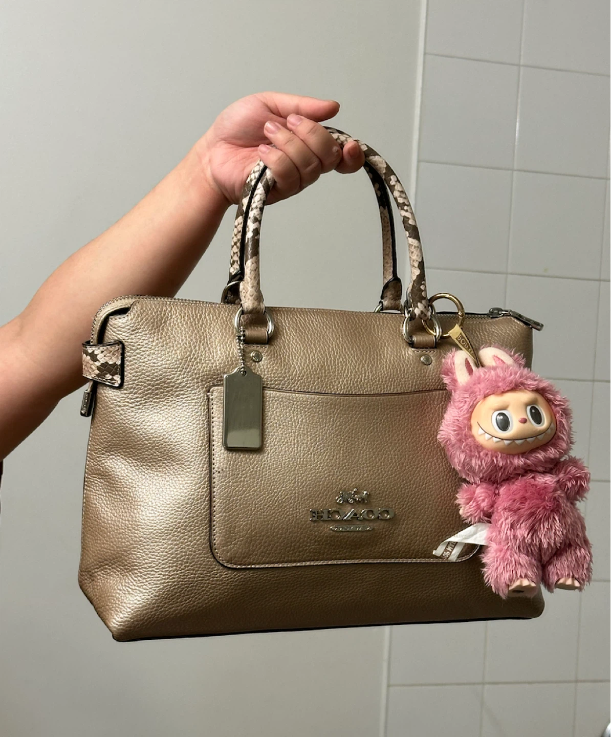 Coach Metallic Gold Leather Emma Satchel