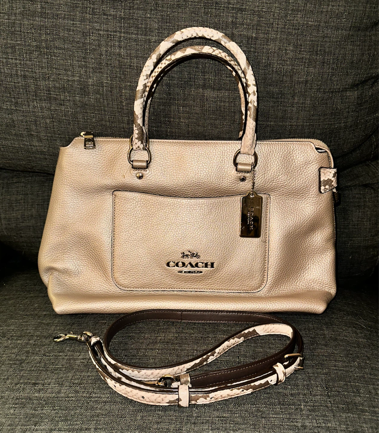 Coach Metallic Gold Leather Emma Satchel - photo 2