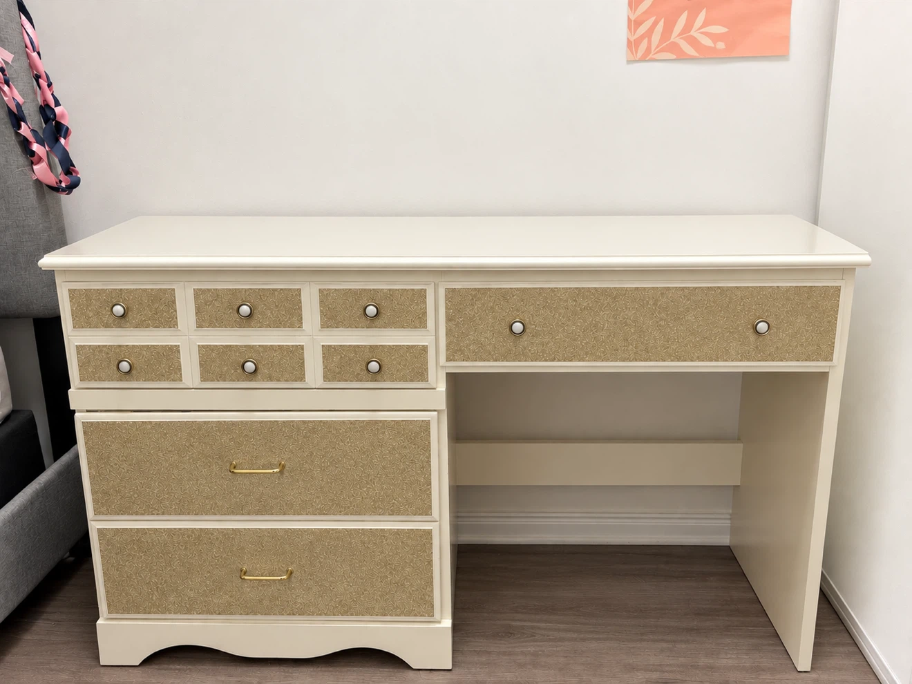 Cream and Gold Vanity Desk
