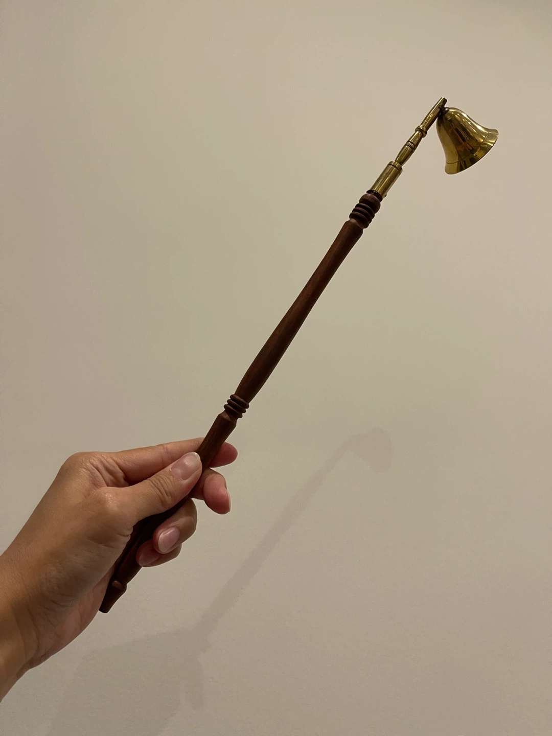 Vintage Brass Candle Snuffer with Wood Handle