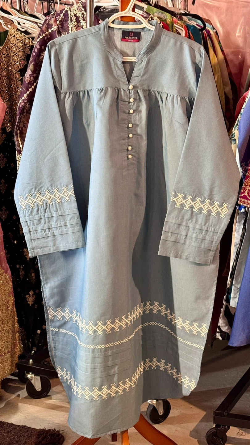 Polkadots Blue Kurta and Pants Set - photo 2