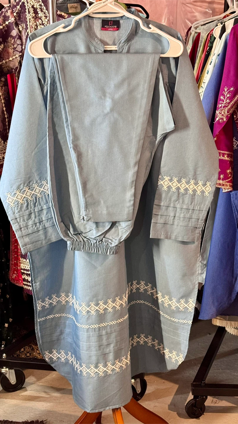 Polkadots Blue Kurta and Pants Set - photo 3