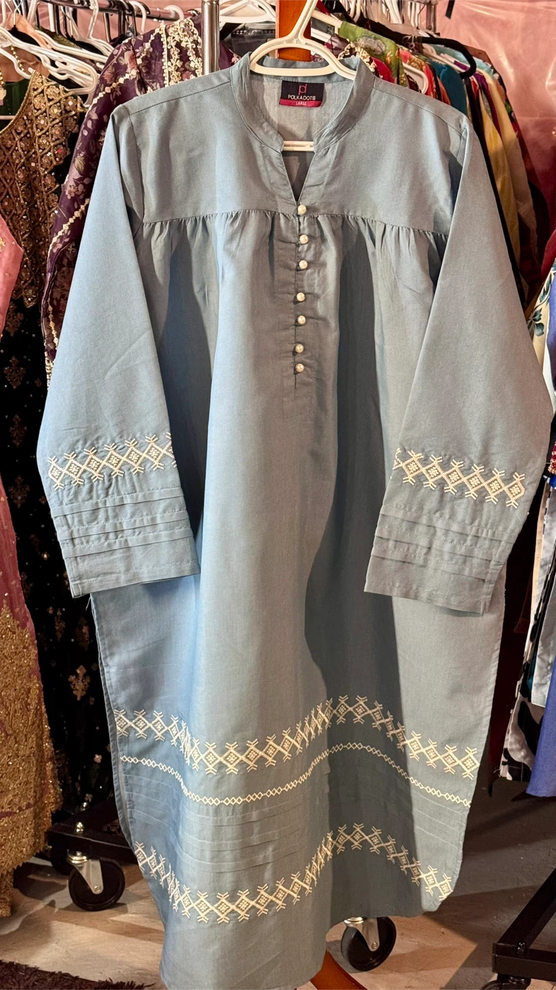 Polkadots Blue Kurta and Pants Set - photo 4