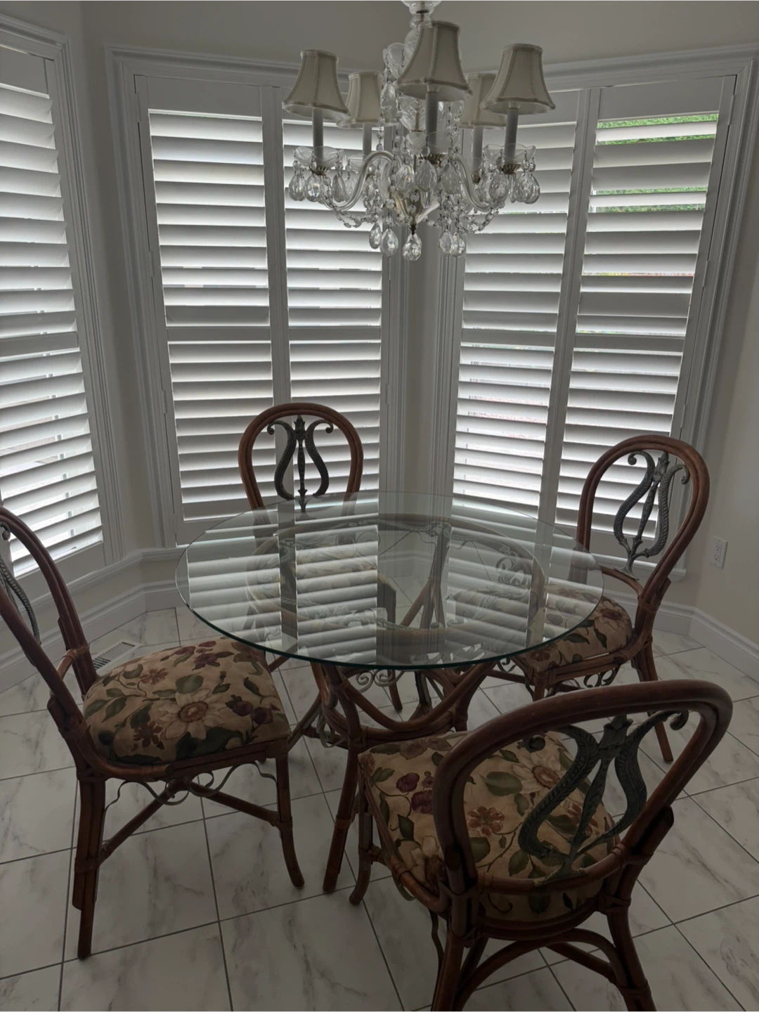 Rattan and Glass Dining Set