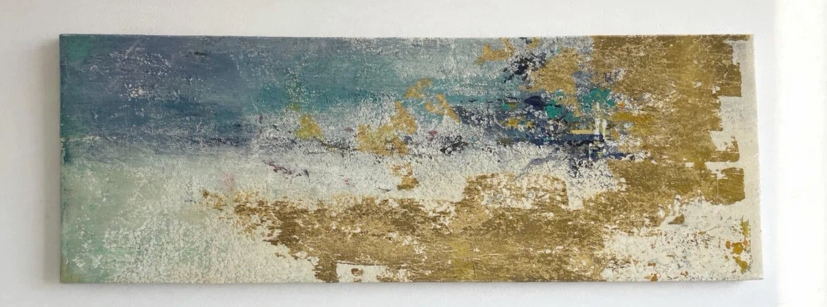 Abstract Gold and Blue Canvas Wall Art