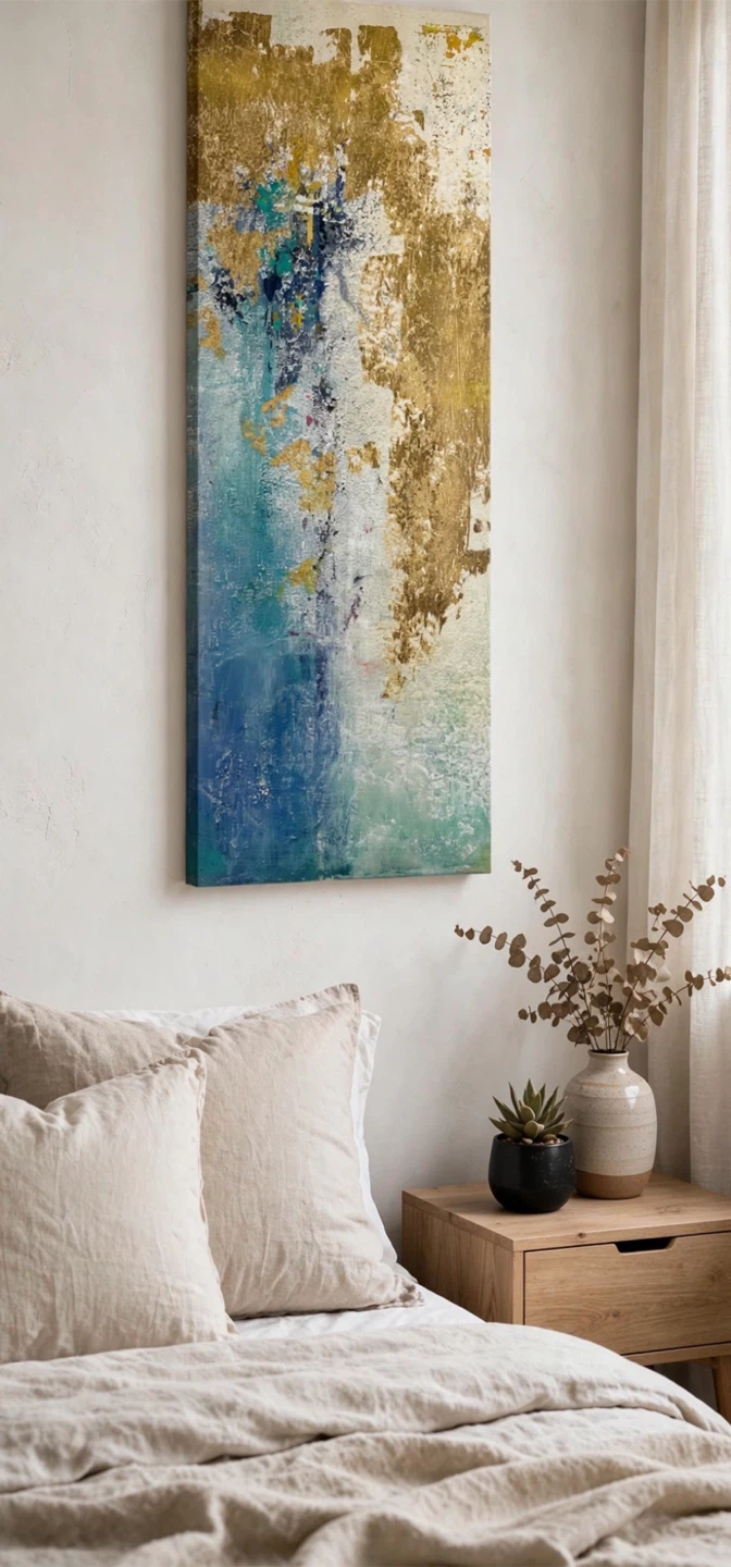 Abstract Gold and Blue Canvas Wall Art - photo 2