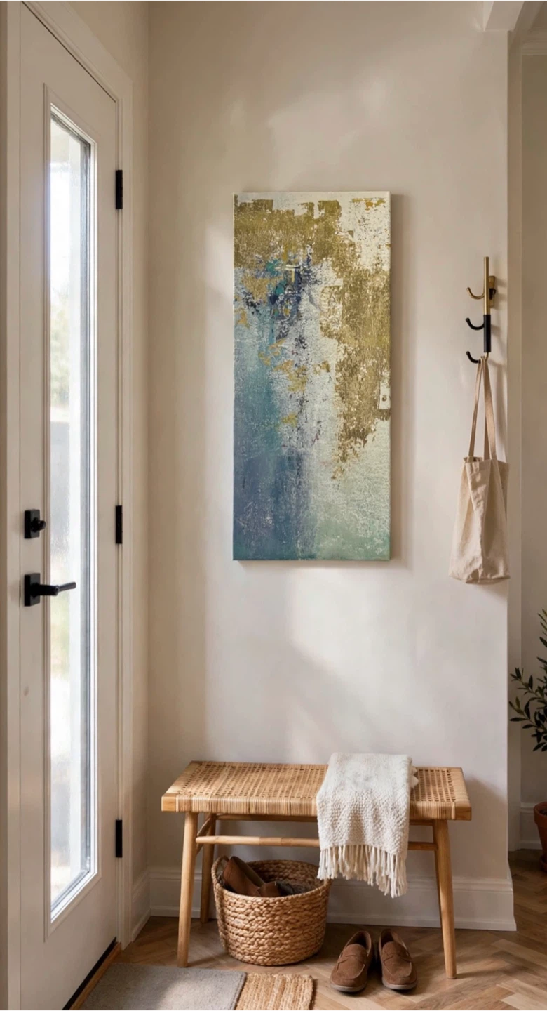 Abstract Gold and Blue Canvas Wall Art - photo 3