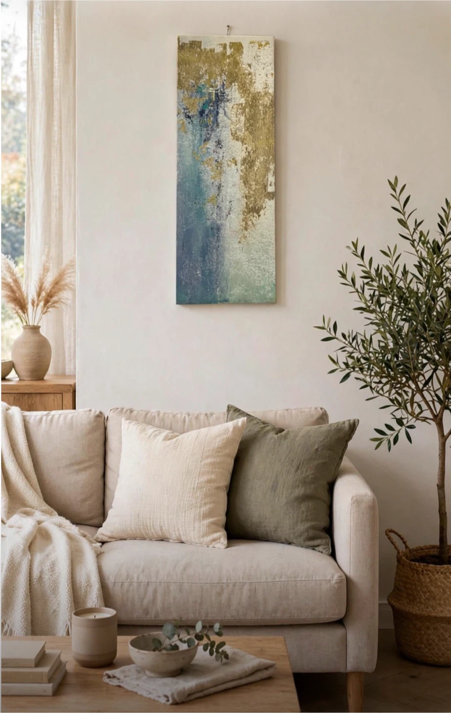 Abstract Gold and Blue Canvas Wall Art - photo 5