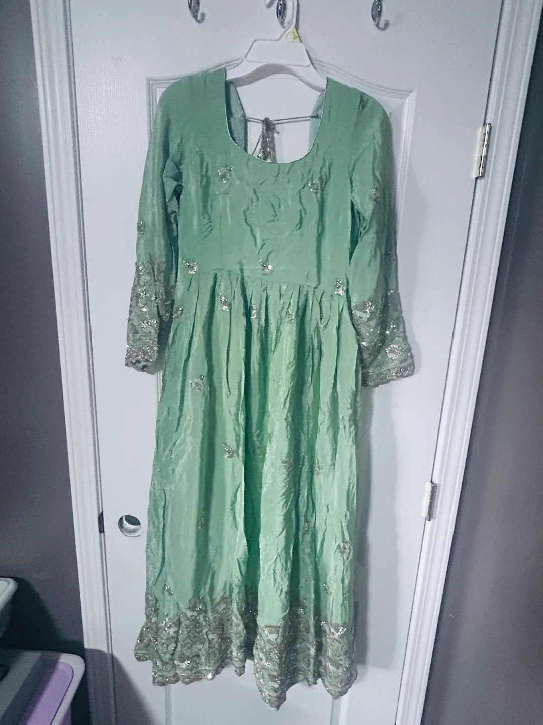 Mint Green Embroidered Anarkali Dress new