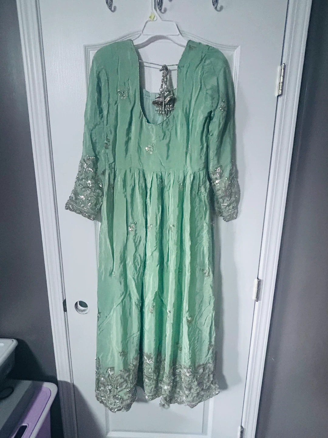 Mint Green Embroidered Anarkali Dress new - photo 2