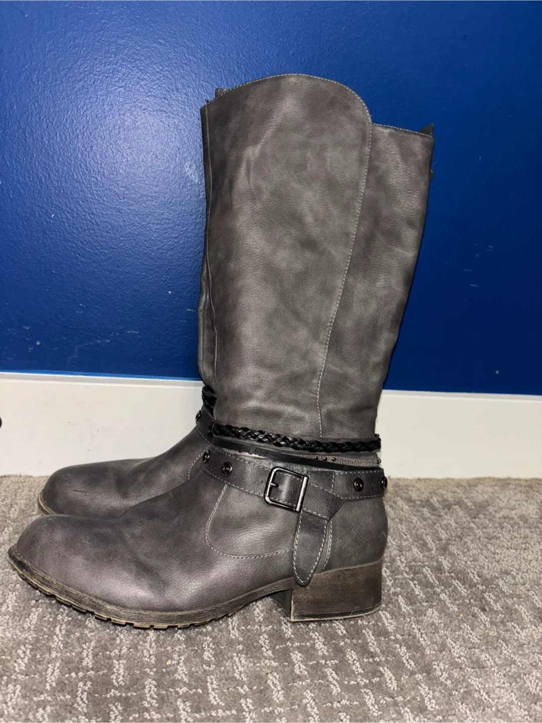 Grey Knee-High Boots Size 9M