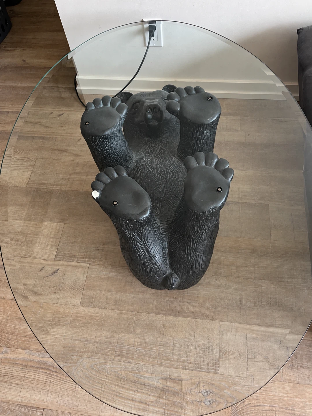 Glass Top Coffee Table with Bear Base - photo 2