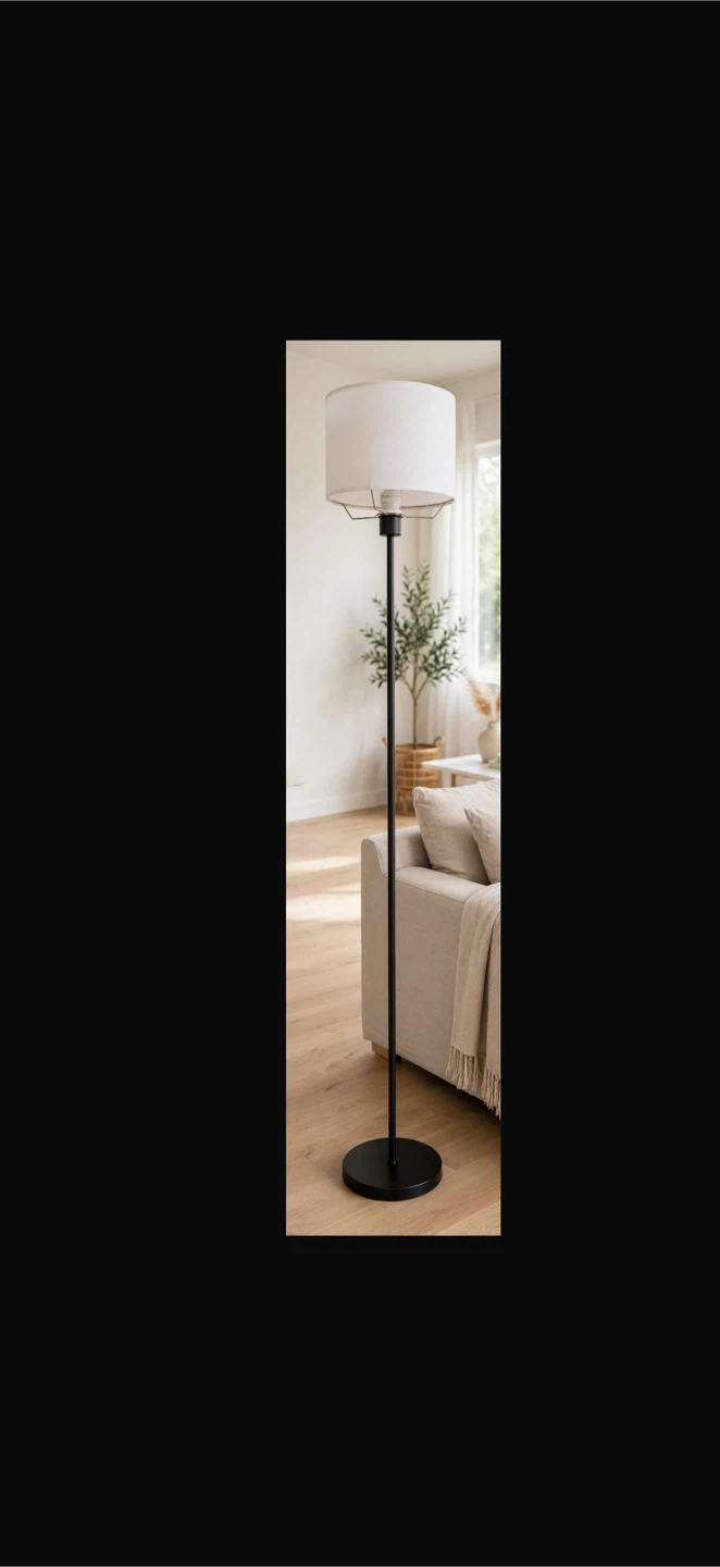 Minimalist Black Floor Lamp with White Shade