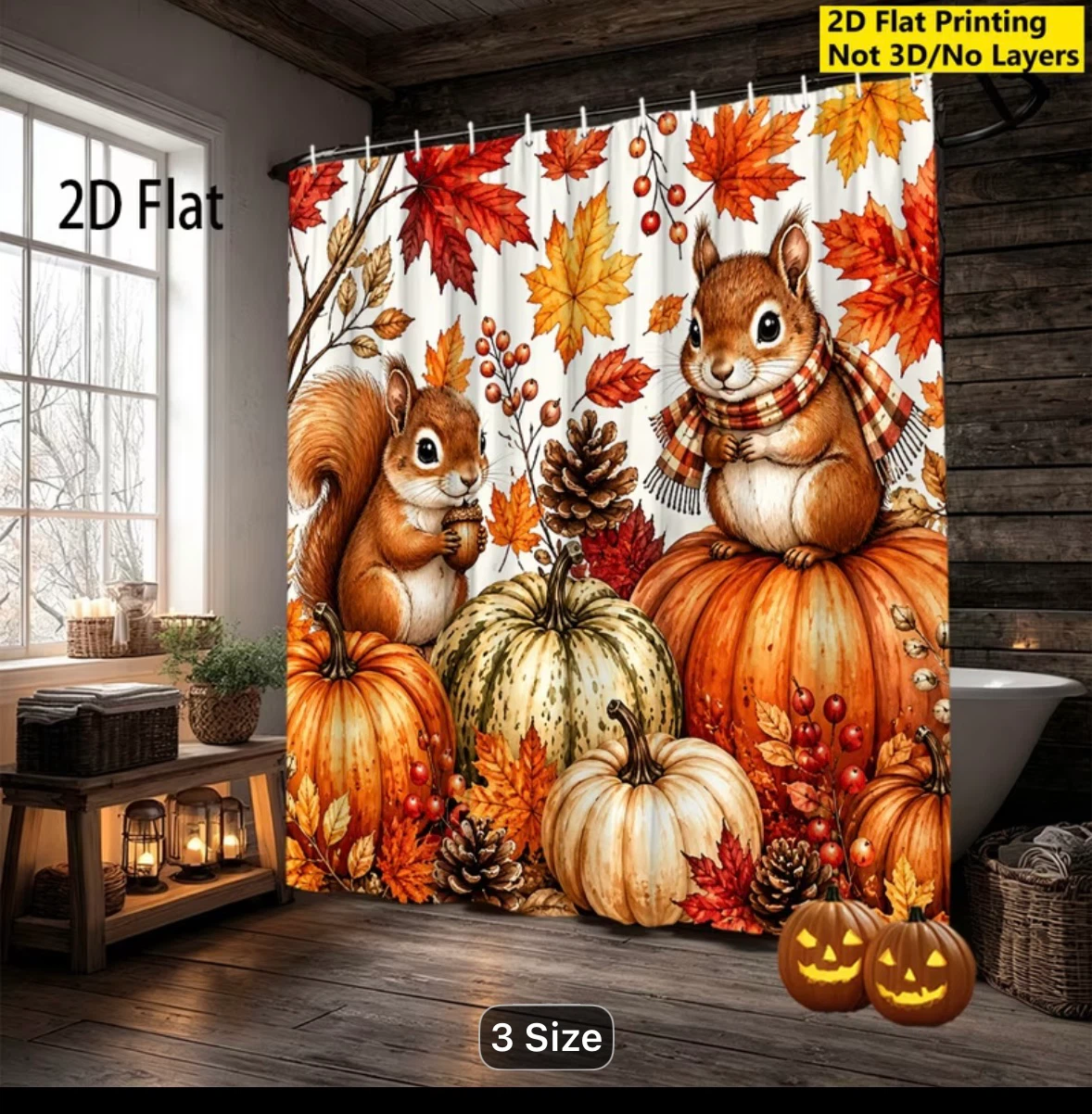 NEW: Autumn Squirrel Shower Curtain