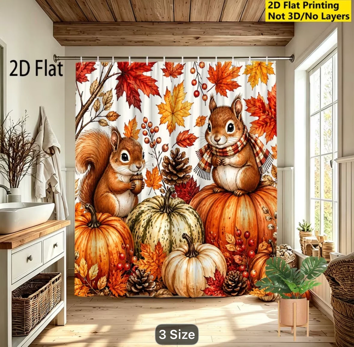 NEW: Autumn Squirrel Shower Curtain - photo 3