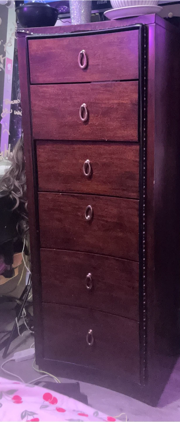 Tall Dark Wood 6-Drawer Dresser