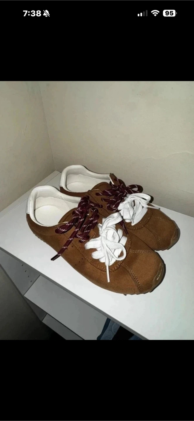 Brown Suede Retro Sneakers