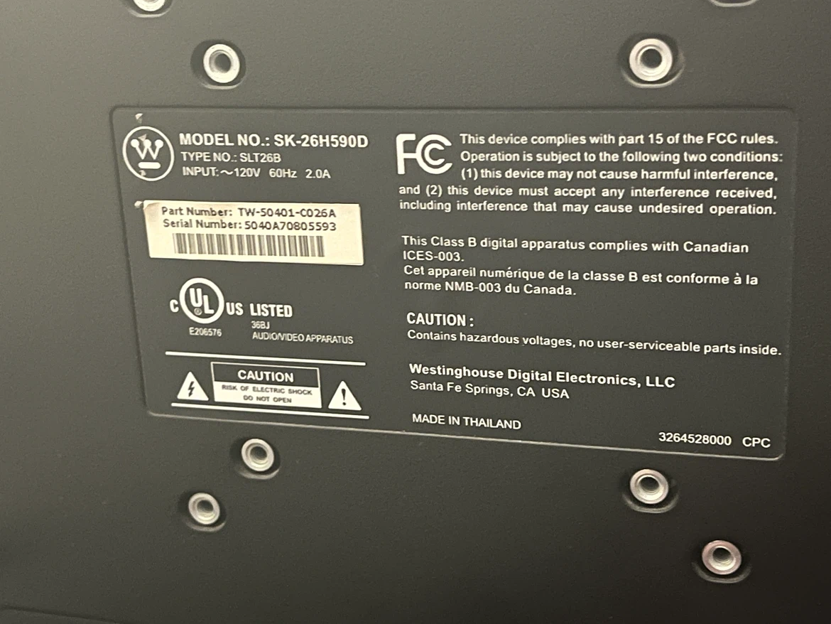 Westinghouse 26” TV - photo 2