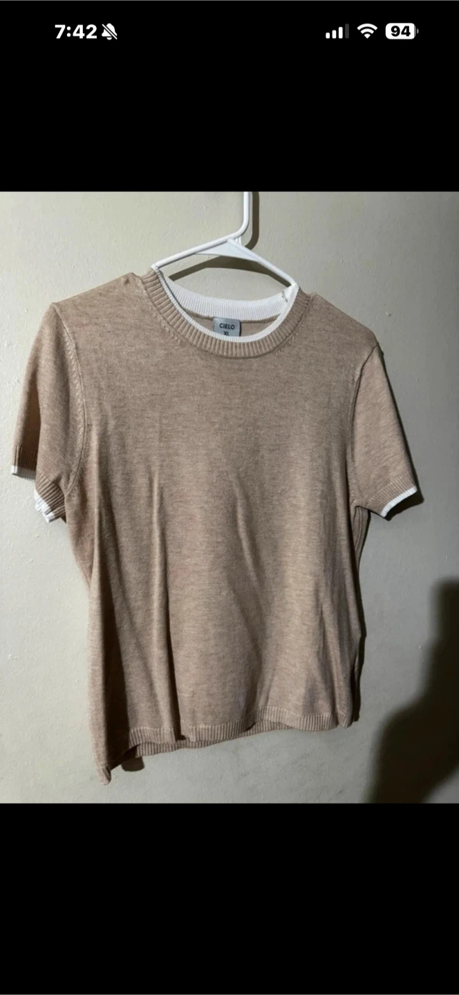 Cielo Knit Short Sleeve Top Size XL