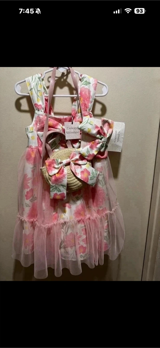 Catherine Malandrino Floral Tulle Dress + Purse & Hairclip NWT