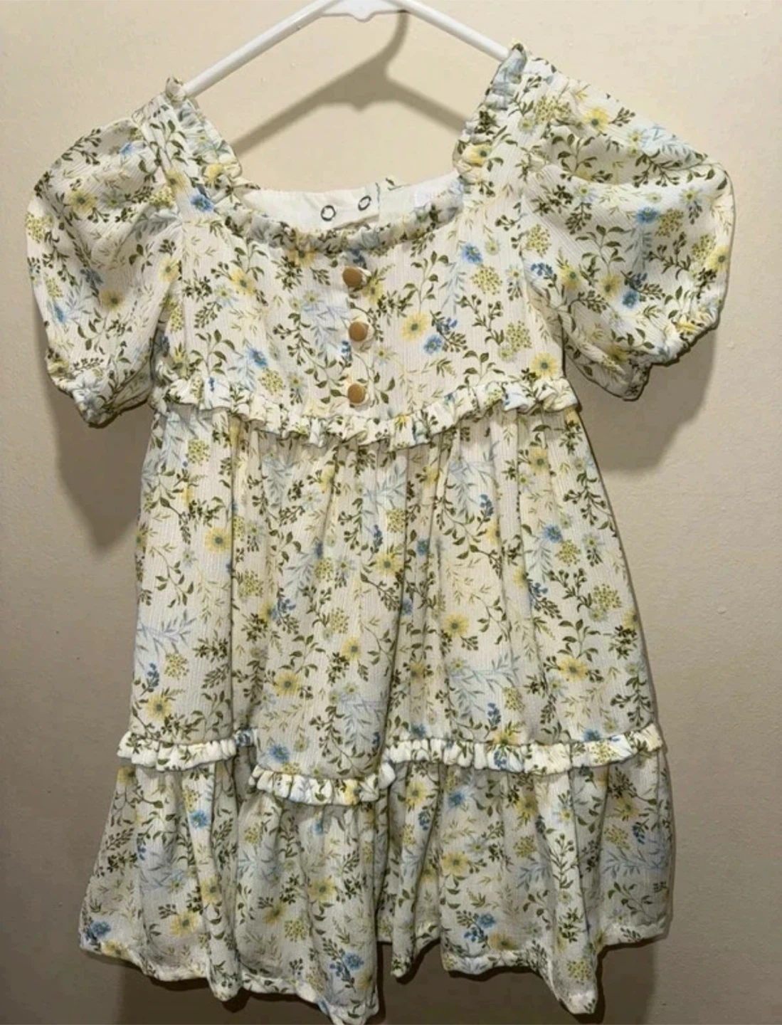 Toddler Girls Floral Puff Sleeve Dress
