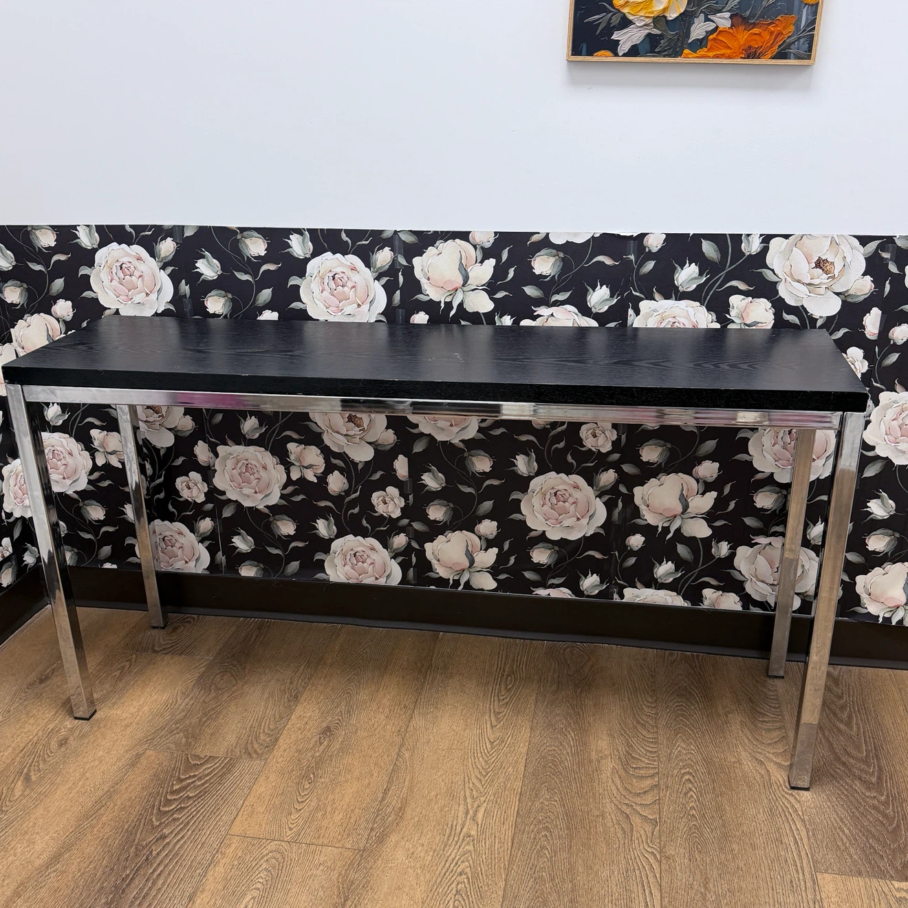 Black Console Table with Chrome Legs