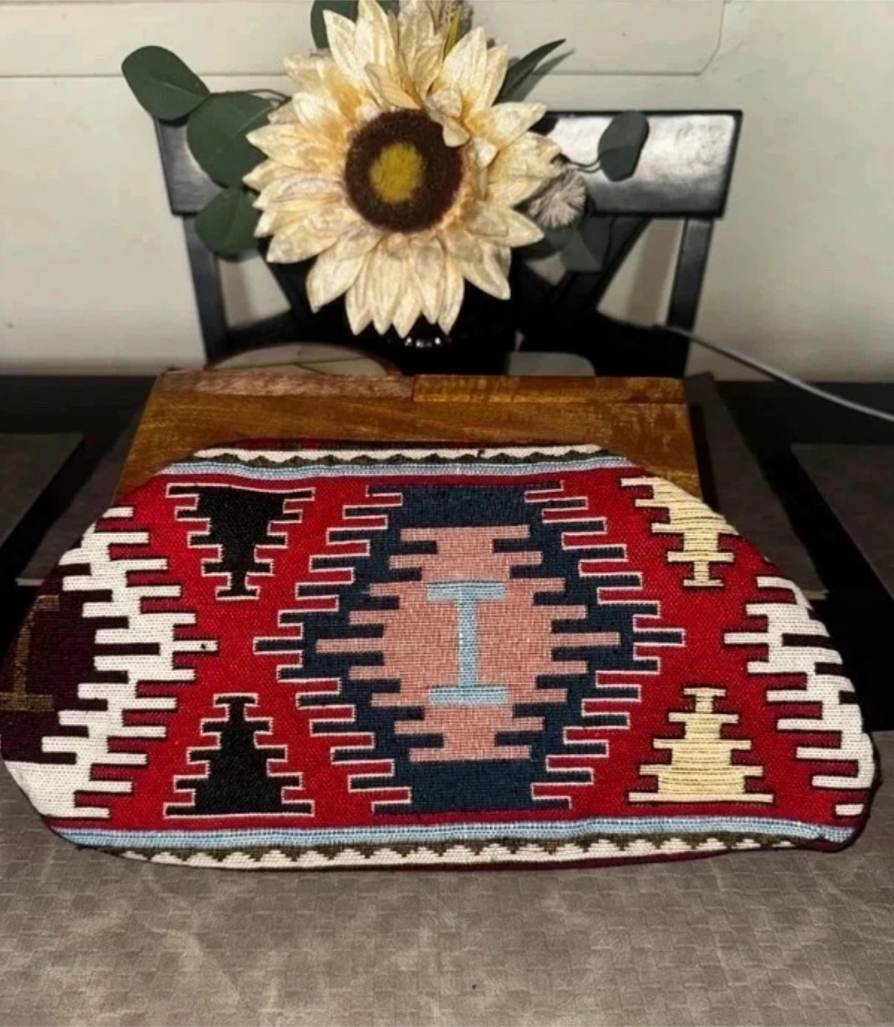 Tribal Pattern Wooden Frame Clutch- Never used - photo 3