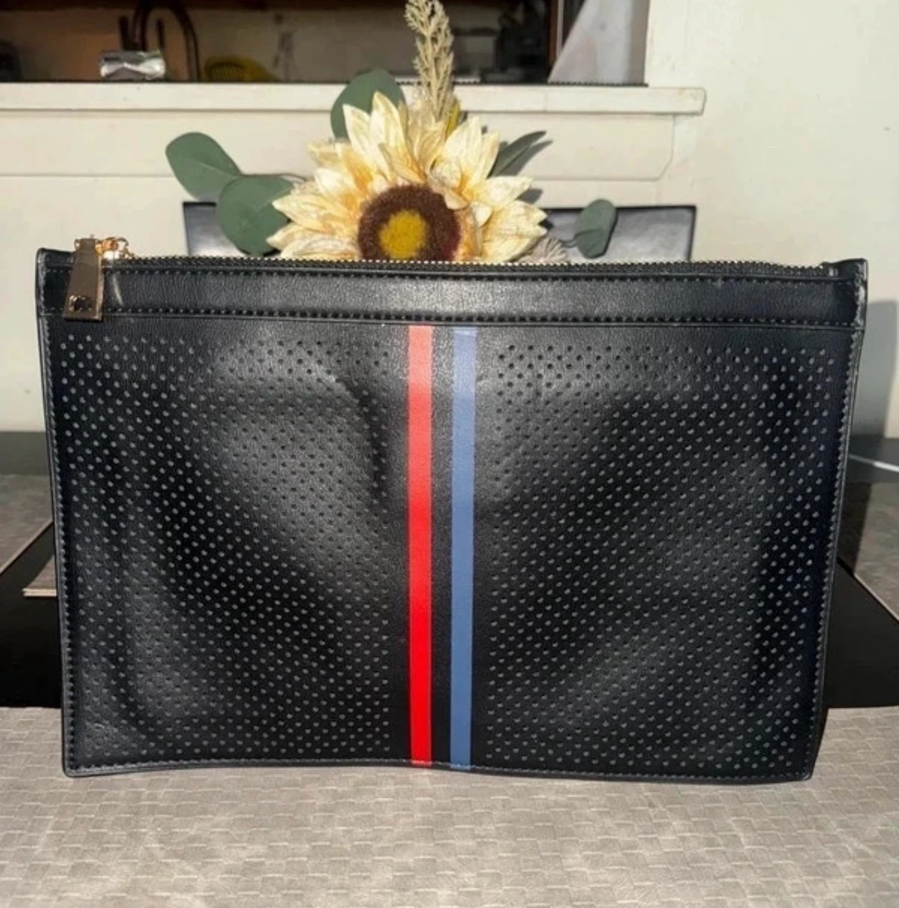 Moda Luxe Black Perforated Clutch-Used once