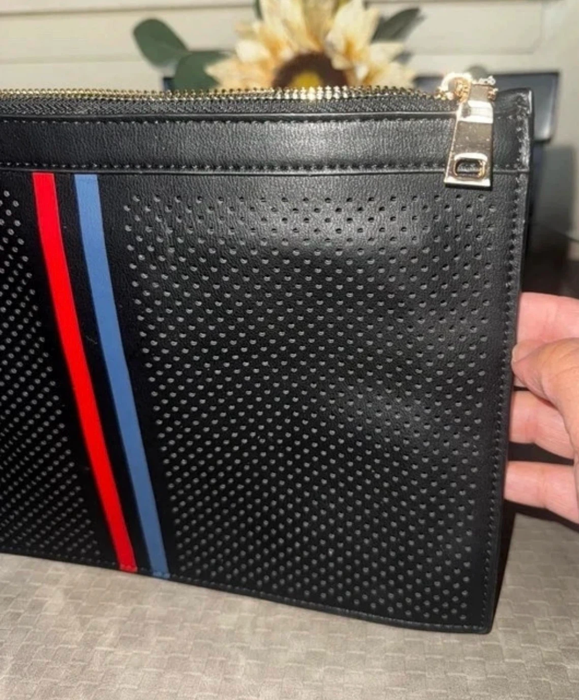 Moda Luxe Black Perforated Clutch-Used once - photo 2