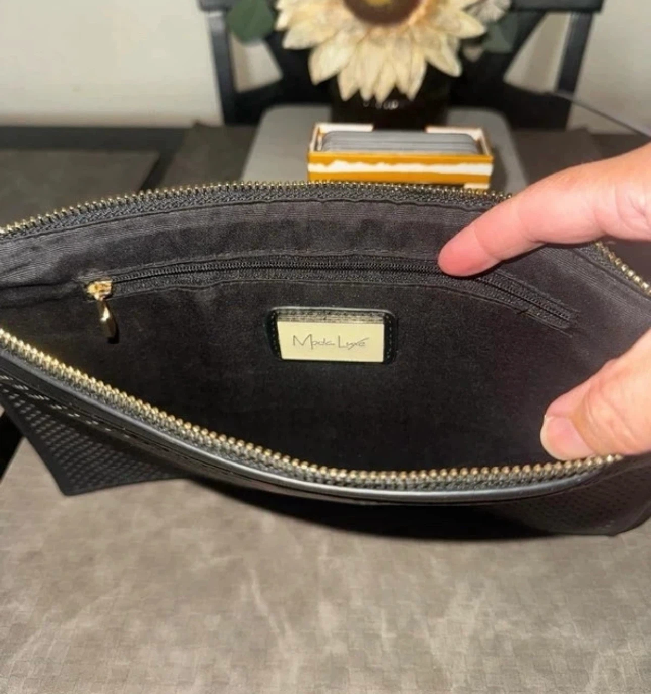 Moda Luxe Black Perforated Clutch-Used once - photo 4