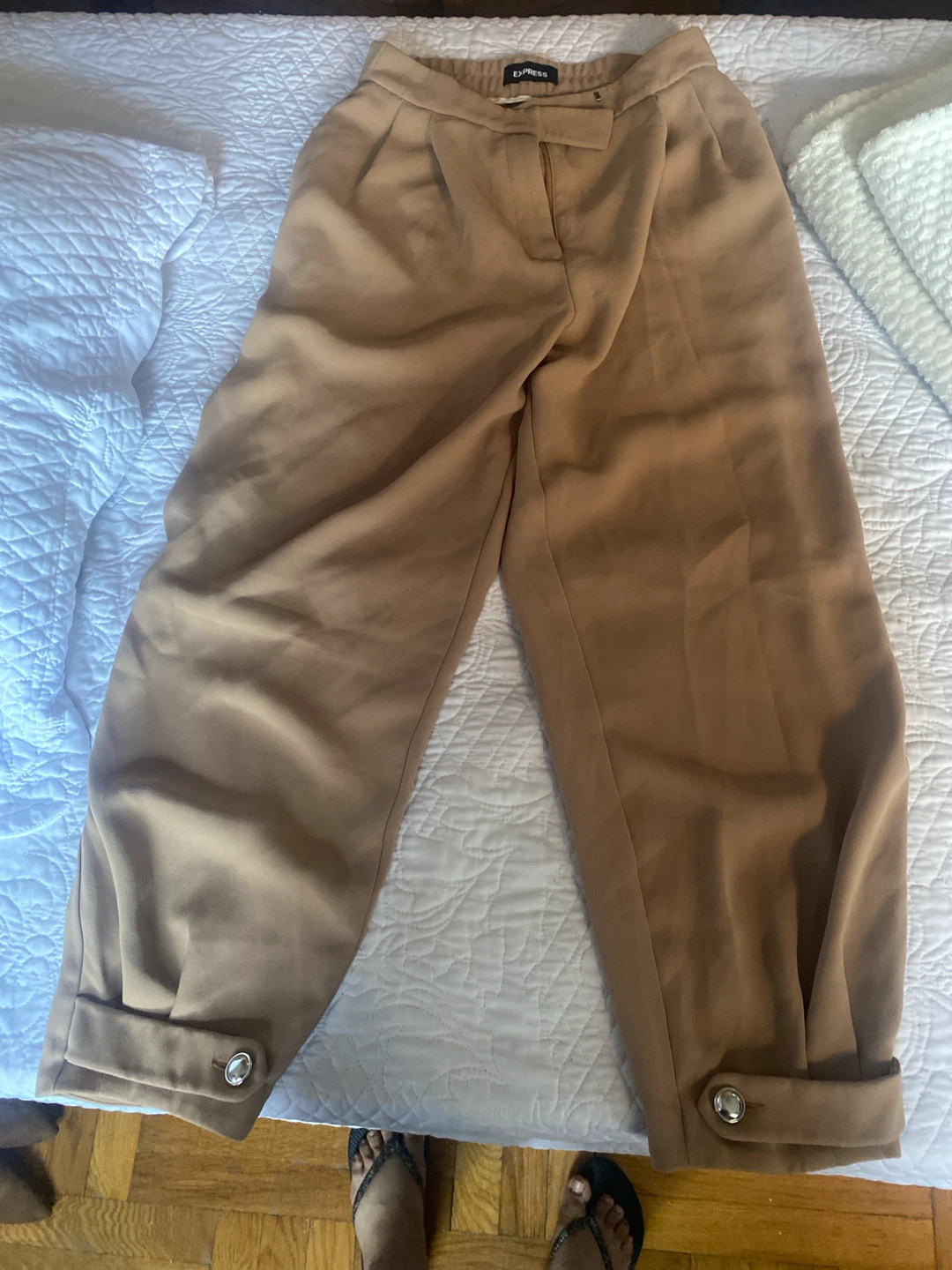 Express Tan High-Waisted Trousers