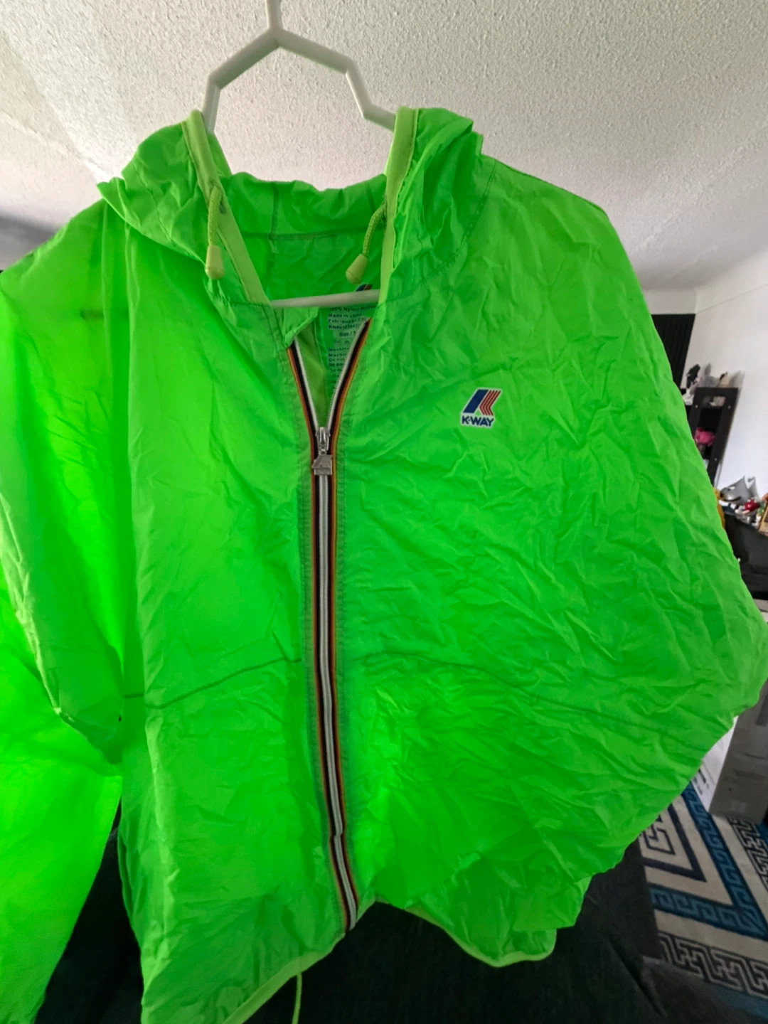 K-Way bright green windbreaker jacket