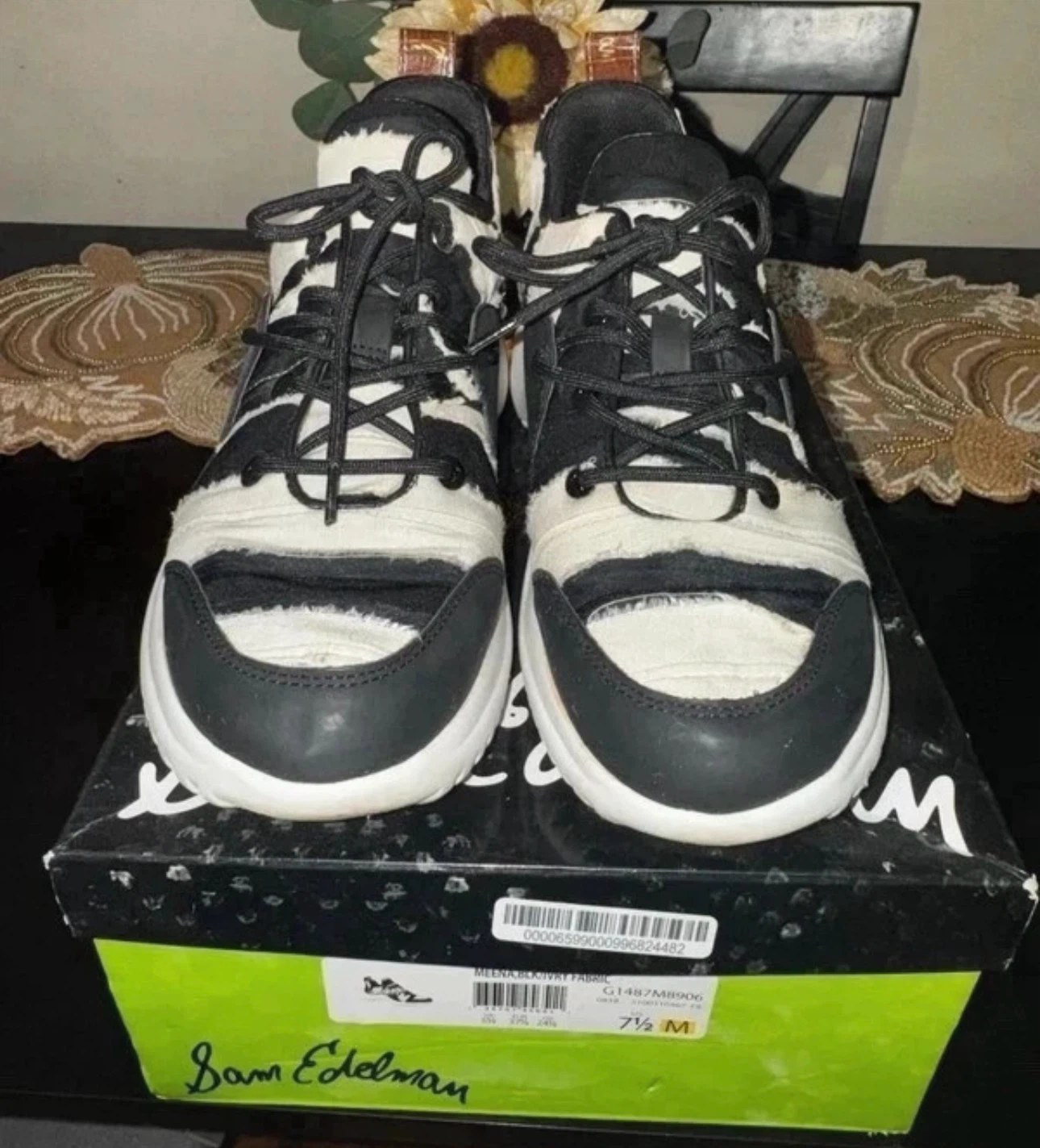 Sam Edelman Meena Cow Print Sneakers – Size 7.5